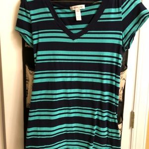 Mint & navy  striped tee